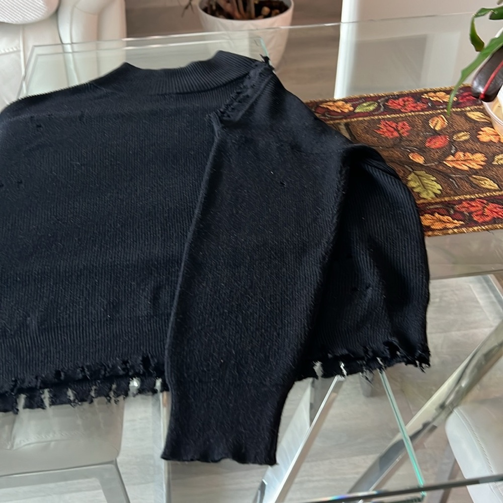 Black cowl neck sweater with open shoulder size large - Picture 4 of 5